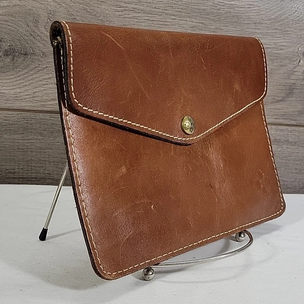 Patricia Nash Brown Leather Clutch Mini Ipad Pouch